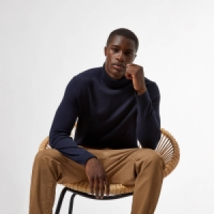 Burton Navy Roll Neck Jumper