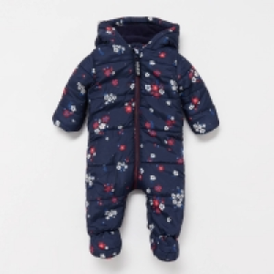 Debenhams Maine New England Baby Girls Navy Blue Floral Snowsuit