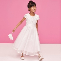 Debenhams Occasions Girls Ivory Floral Bodice Dress and Bag