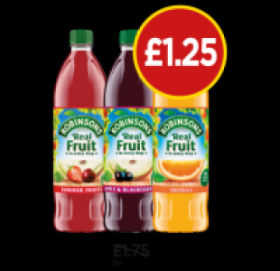 Robinsons No Added Sugar Summerfruits, Apple & Blackcurrant, £1.25