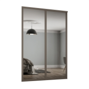 Shaker 2 Door Sliding Wardrobe Kit Mirror with Stone Grey Fr £330.00
