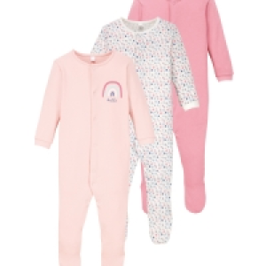 Rose/Pink Baby Sleepsuit 3 Pack
