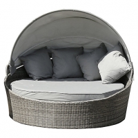 Wickes  Charles Bentley Rattan Day Bed With Canopy Grey