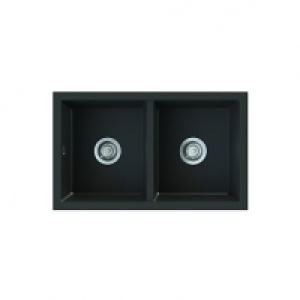 Wickes  Onyx Undermount 2 Bowl Composite Kitchen Sink - Black