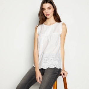 Principles White Broderie Front Cotton Shell Top