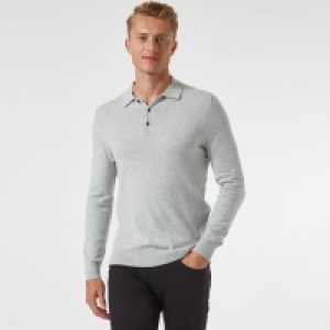 Burton Light grey knitted polo with organic cotton