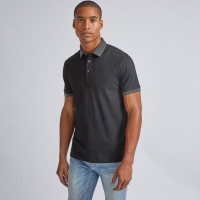 Debenhams Burton Black Jacquard Collar Polo Shirt
