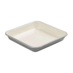 Partridges Tala Tala Enamelware Large Square Roaster Grey and Ivory 33cm