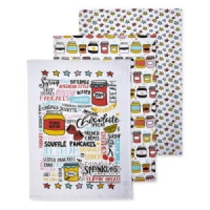 Toppings Printed Tea Towels 3 Pack