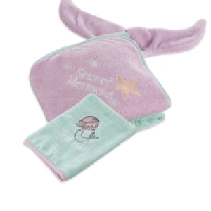 Aldi  Mermaid Hooded Baby Towel & Mitt