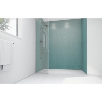 Wickes  Mermaid Peppermint Frost Gloss Laminate Single Shower Panel 