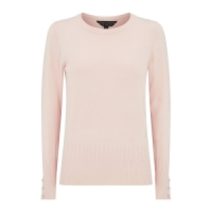 Pink Pearl Cuff Crew Neck Jumper with Sustainable Viscose £6.40