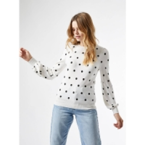 Dorothy Perkins White Spot Puff Sleeves Jumper
