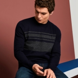 (un)bias Navy Chest Stripe Wool-Blend Jumper