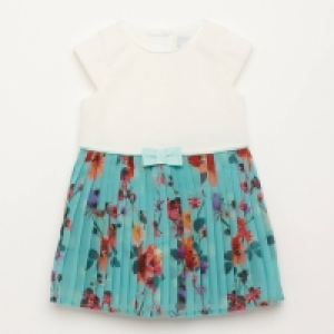 Lola & Maverick Girls Blue Floral Print Pleated Mock Dress