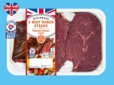 Birchwood 2 British Beef Ranch Steaks with a Tennessee Whisk