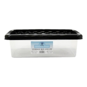 6L Premier Shoe Box Stacking Plastic Storage Box Clear & Bla £1.49
