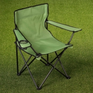 Folding Camping Chair with Cup Holder - Khaki £8.00
