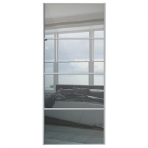 Spacepro Linear Silver Frame 4 Panel Sliding Wardrobe Door - £290.00