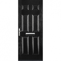 Wickes  Euramax 6 Panel Black Right Hand Composite Door 840mm x 2100