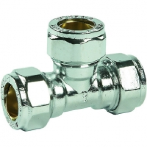 Wickes Chrome Plated Compression Tee - 15mm £2.95
