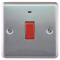 Wickes  Wickes 45A 1 Gang Cooker Switch Brushed Steel Raised Plate