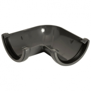 FloPlast 112mm Round Line Gutter 90° Angle - Anthracite Grey £3.10