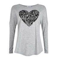 Debenhams Wallis Petite Grey Velvet Zebra Heart T-Shirt