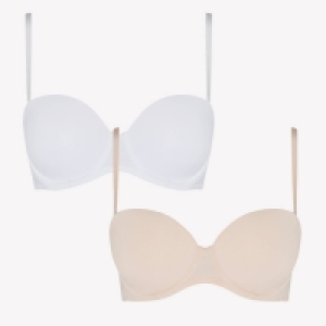 2 Pack Light Peach and White Underwired Padded Strapless Bra £10.00