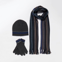 Debenhams Debenhams Grey Striped Beanie Hat, Gloves and Scarf Gift Box Set