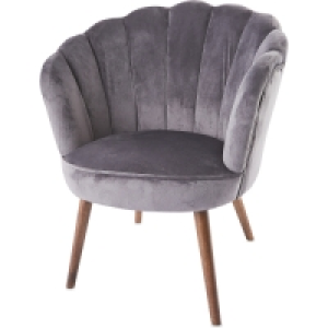 Grey Velvet Scalloped Chair