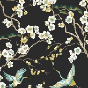 Sublime Japan Black Floral Wallpaper - 10m £18.00