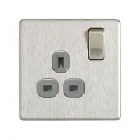 Wickes  Wickes 13A Screwless Single Switched Socket - Brushed Silver