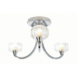 Spa Octans Chrome Treble Bathroom Semi-flush Ceiling Light - &pound;76.00