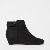 Debenhams Good For The Sole Black Faux Suede Gillian Wedge Heel Ankle Boots