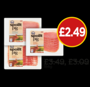 Spoilt Pig Dry Cured Unsmoked Back Bacon, Dry Cured Smoked B £2.49