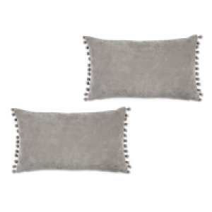 Grey Pom Cushion 2 Pack