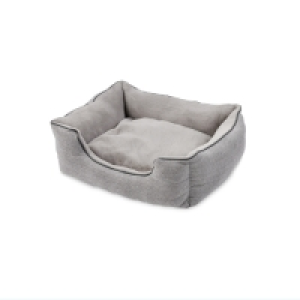 Small Plush Grey Herringbone Dog Bed