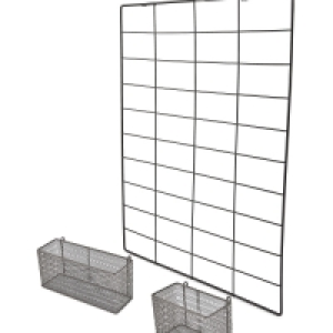 Black 2 Shelf Metal Grid Noticeboard