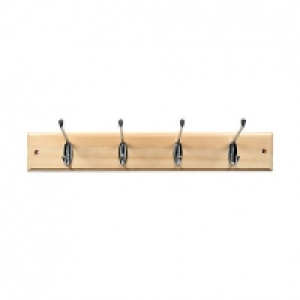 Wickes  Wickes Hat and Coat Hook Rack - Pine & Chrome