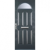 Wickes  Euramax 4 Panel 1 Arch Grey Right Hand Composite Door 920mm 
