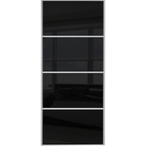 Spacepro Sliding Wardrobe Door Silver Framed Four Panel Blac £160.00