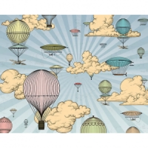 ohpopsi Vintage Hot Air Balloons Wall Mural - L 3m (W) x 2.4 £45.00