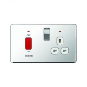 Wickes  Wickes 45A Cooker Switch & 13A Socket Polished Chrome Screwl