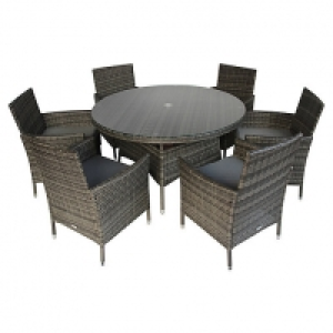 Charles Bentley 6 Seater Rattan Dining Set Grey