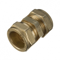 Wickes  Wickes Brass Compression Straight Coupling - 22mm Pack of 10