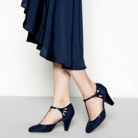 Debenhams Good For The Sole Navy Patent Glad High Heel Wide Fit T-Bar Shoes