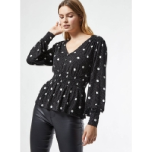 Dorothy Perkins Black Multi Spot Shirred Waist