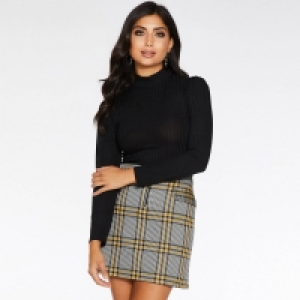 Quiz Black Knit Ribbed Turtle Neck Top