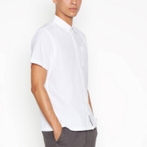 Debenhams Red Herring White Textured Cotton Short Sleeves Slim Fit Shirt